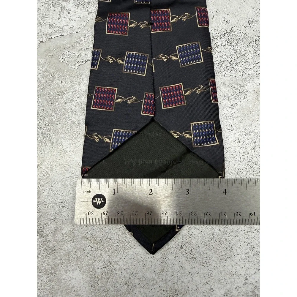 Christian Dior Tie Mens One‎ Size Black 100% Silk Geometric Designer Necktie